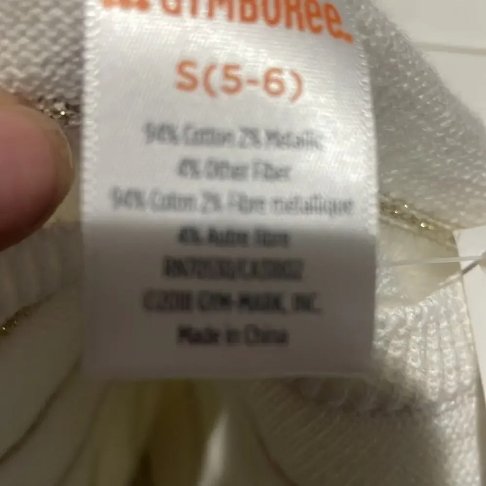 Gymboree 5/6 creamy white gold stripe sweater dress ruffled shoulders a line nwt